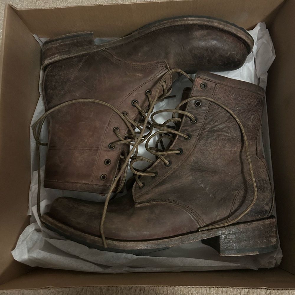 Women’s Brown freebird by Steven Leather distressed brown lace up Boots size 10